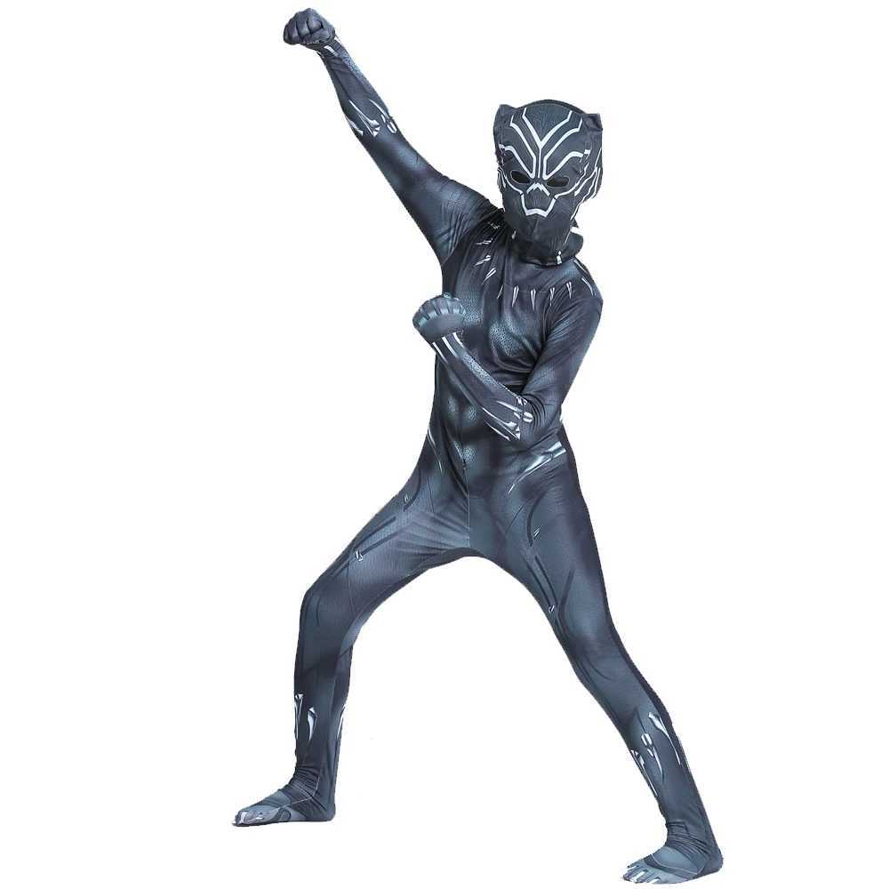 Boys Black Panther Tights Superhero Tights Movie Character Cosplay Justice Hero Mask Set Halloween Dress Up Kids Fantasy Costume W250117