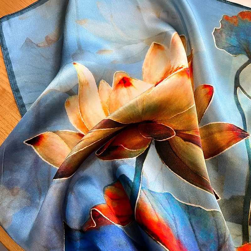 Luxury Brand % Silk Satin Scarf Women Handkerchief Bag Scarfs Female Square Head Bandana Small Neck Scarves For Ladies 2024 W250118