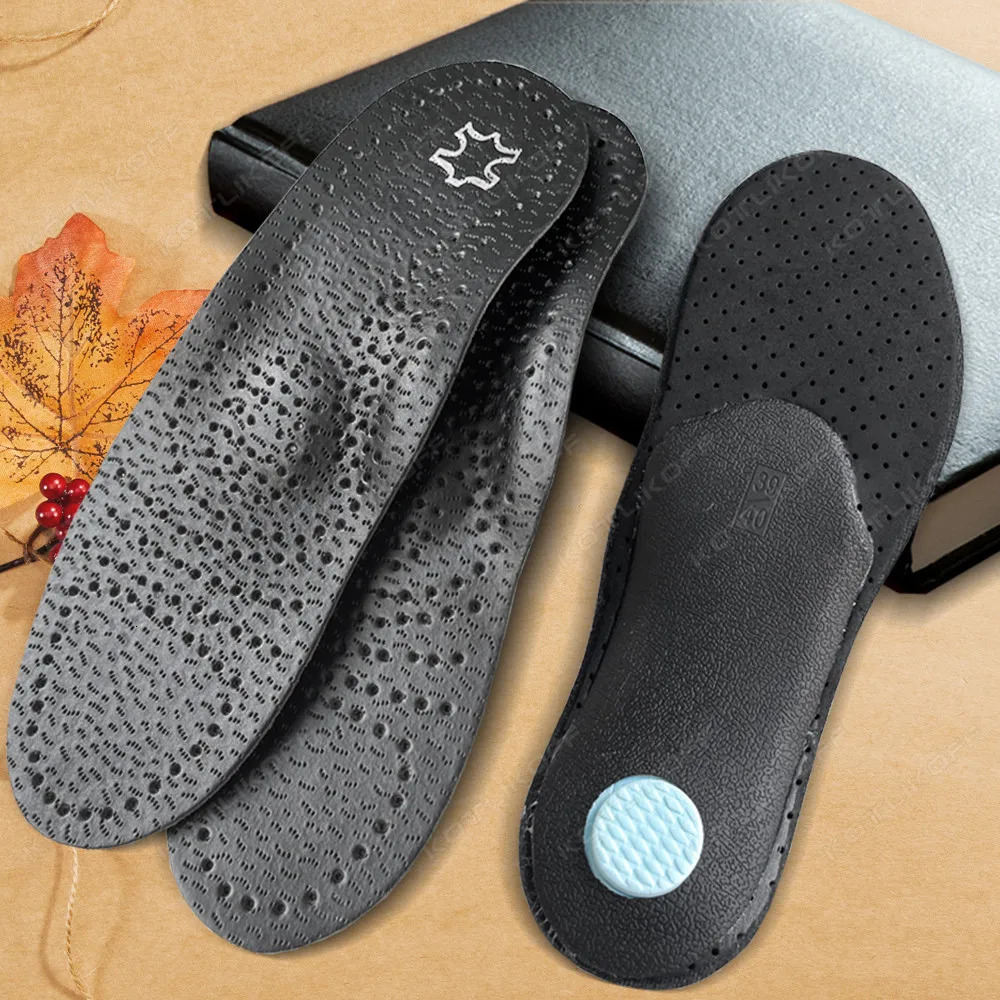 KOTLIKOFF Insole For Shoes Leather Ortic Insoles Flat Feet High Arch Support Orthopedic Shoes Sole O/X Leg Corrected Insert 250120