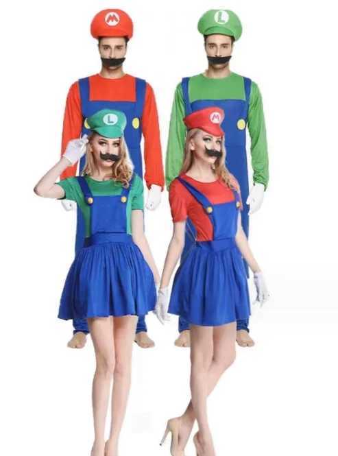 Anime Odyssey Super Luigi Brothers Cosplay Costume Adult Childrens Jumpsuit Beard Hat Set Halloween Costume W250117