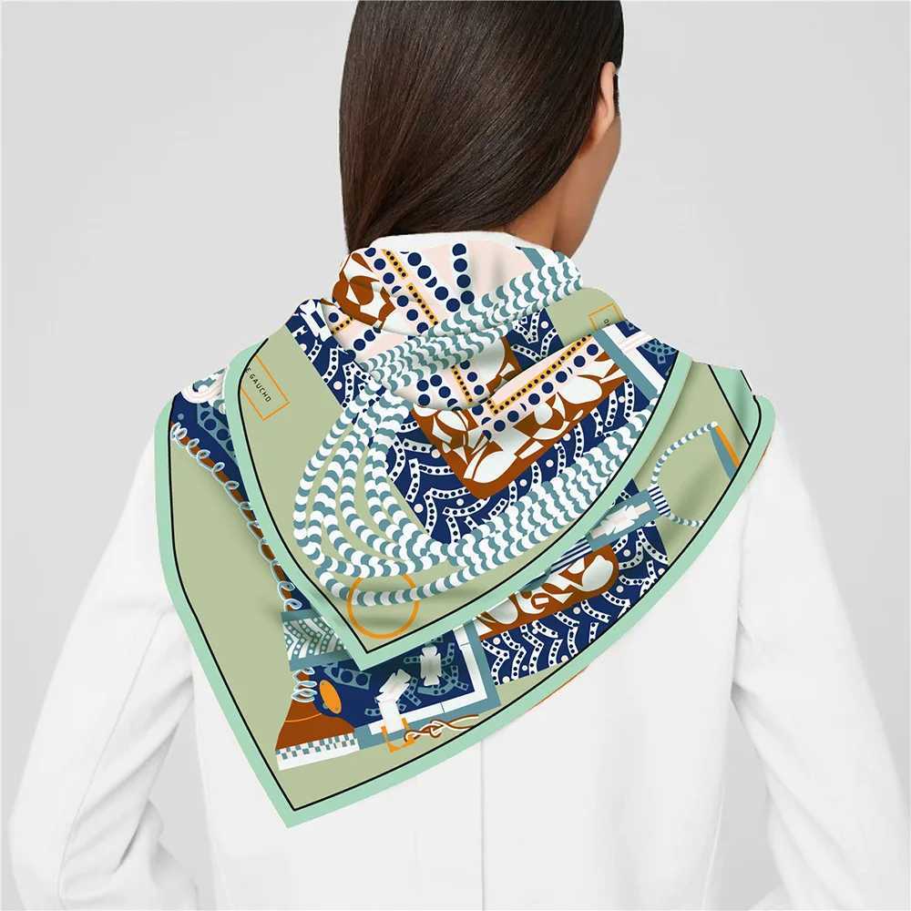 New 90cm Twill Silk Scarf Shl Luxury Brand Saddle Print Square Scarves Women Hijabs Bandana Foulard Neckerchief Head Scarves W250118