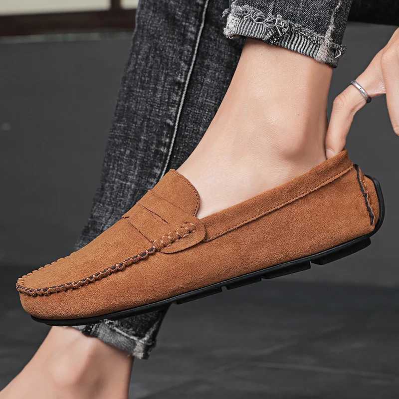 Fi Suede Men Casual Shoes Breathable Comfort Slip- Mens Driving Shoes Luxury Brand Men Loafers Mens Lazy ShoesXJ250118