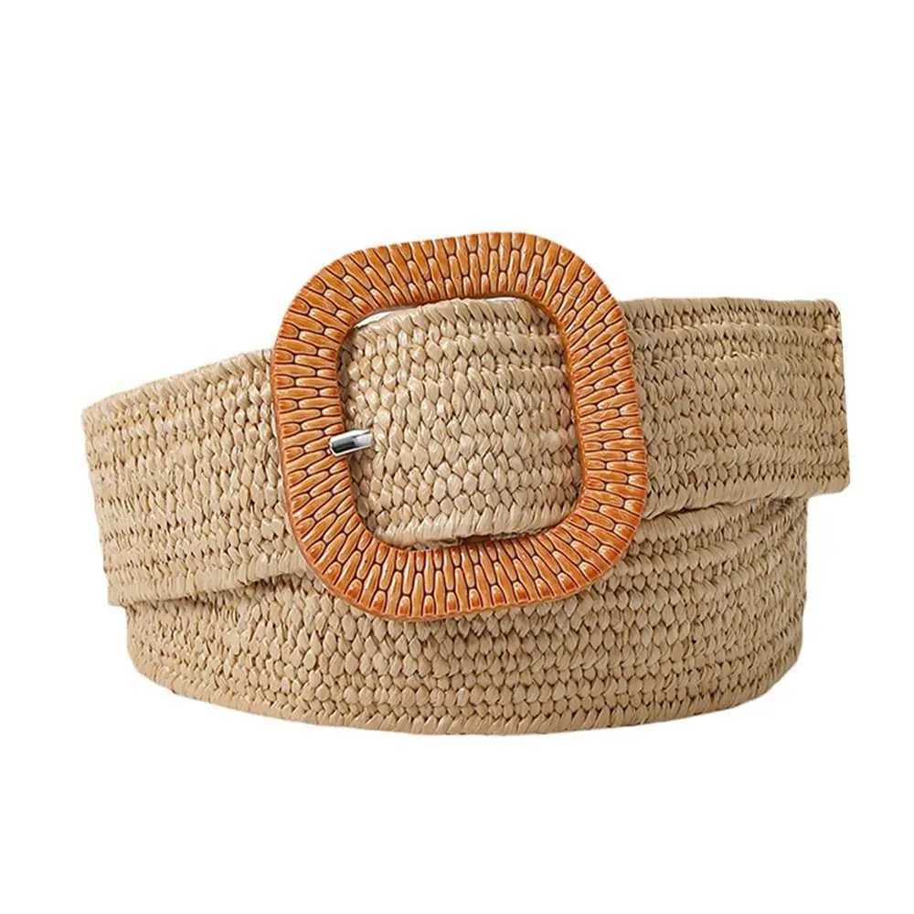 Fashion wide waistband womens waist belt Bohemian woven belt womens summer splicing work straw womens waistband W250120