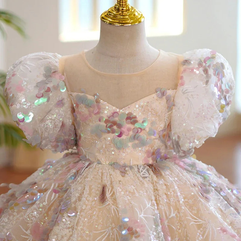 Children Evening Dresses for Girls 3 12 14 Years Kids Birthday Party Fluffy Ball Gown Wedding Prom Formal Lace Dress 250117