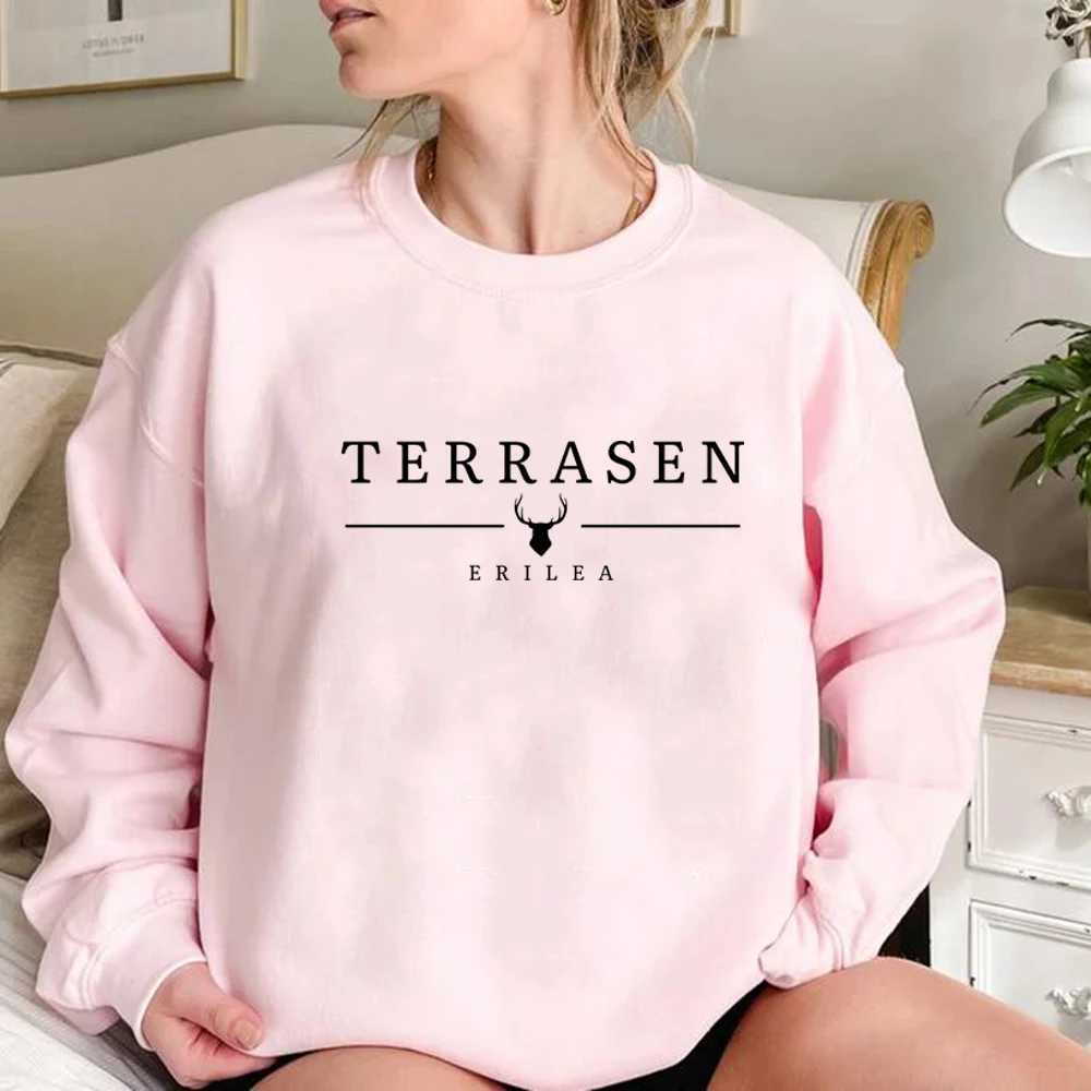 Terrasen Sportswear Glass Throne Hoodie Womens Crewneck Sportswear SJM Bookish Pullover Gift Rhysand Fan Casual Top W250117