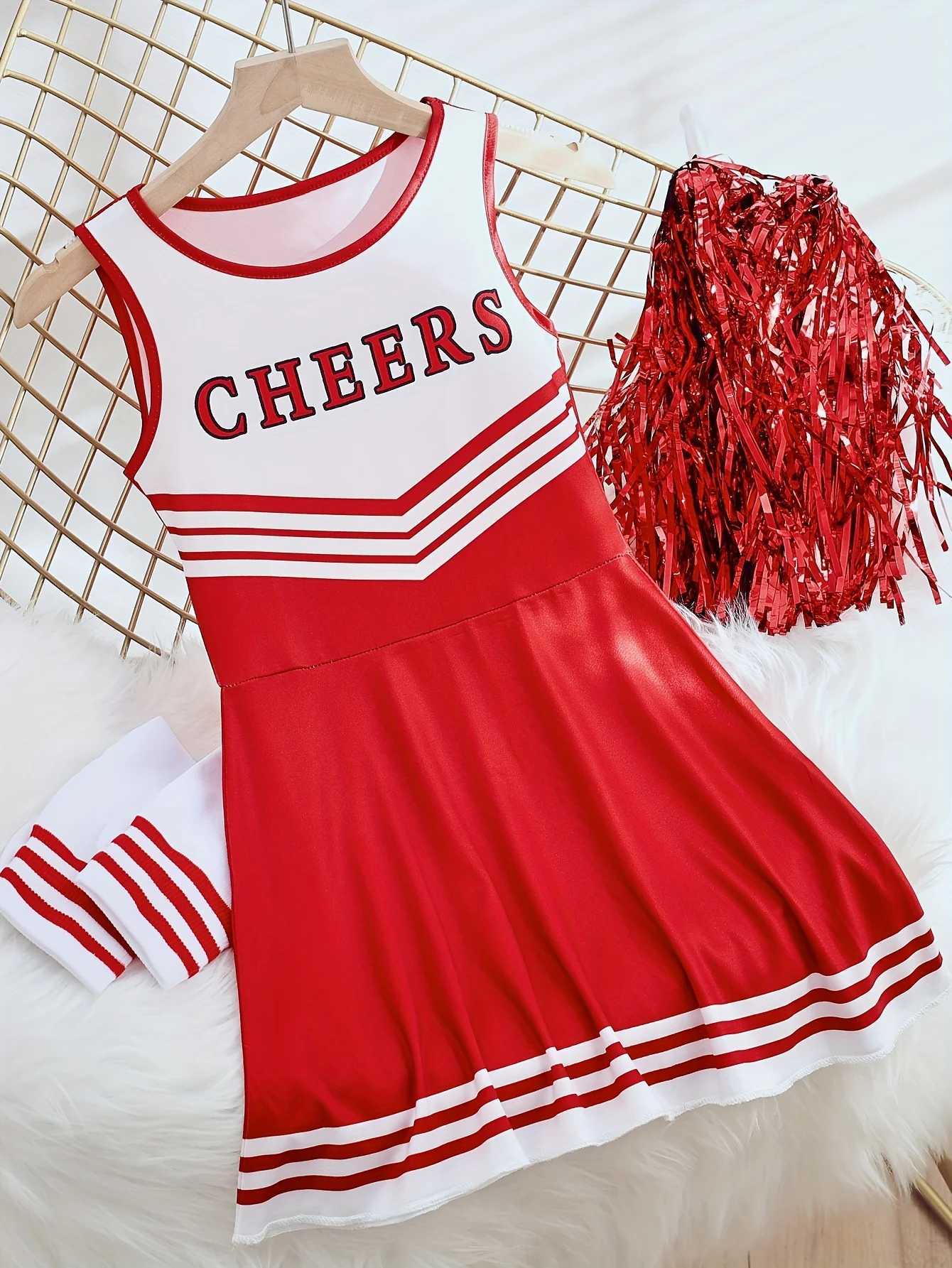 Cheerleader Set Kids Girls Dresses Cute Homecoming Season Performance Costumes Christmas Day Party Bash CostumesW250121