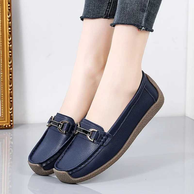 Slip- Loafers Female Boat Shoes 2024 New Spring /autumn Women Flats Genuine Leather Woman Casual Shoes Big SizeXJ250118