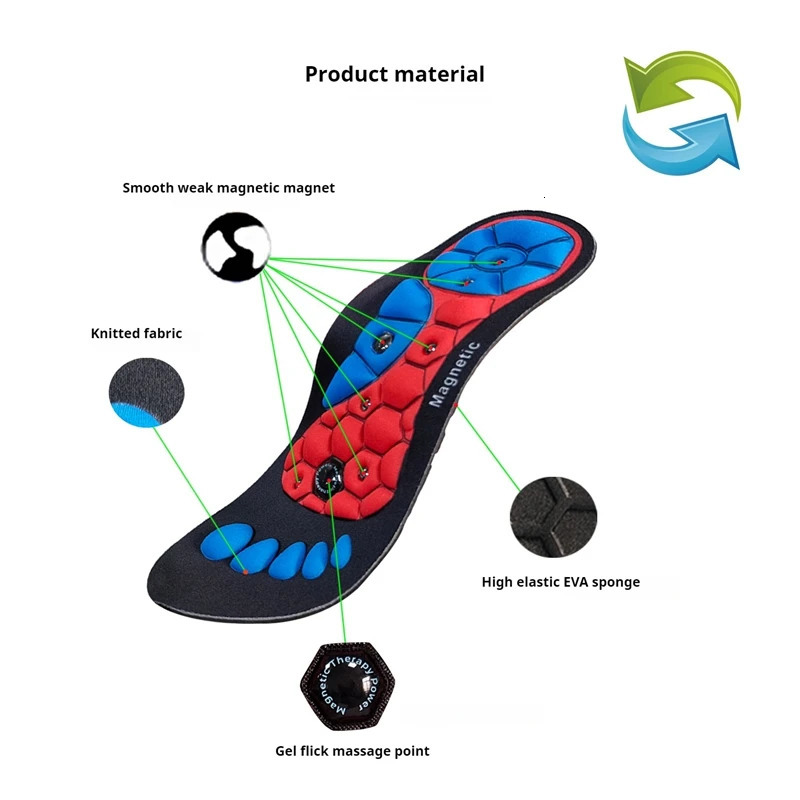 Magnetic Therapy Massage Insoles Men Foot Acupressure Insole for Shoes Sole Unisex Arch Support OrthopedicShoes Pads 250114