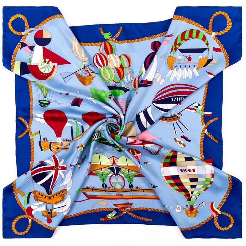 90cm Hydrogen Balloon Foulard twill silk scarf womens square Shl brand headscarf scarf Bandana Leopard handmade curly headscarf W250118