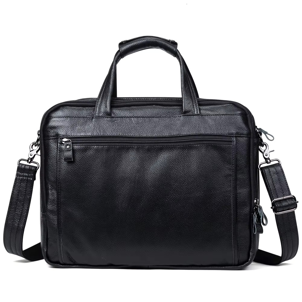 Fashion Genuine Leather Men A4 Office Handbag Business Casual Men's Travel Bag 15.6" Laptop Shoulder Bags Tote Briefcase