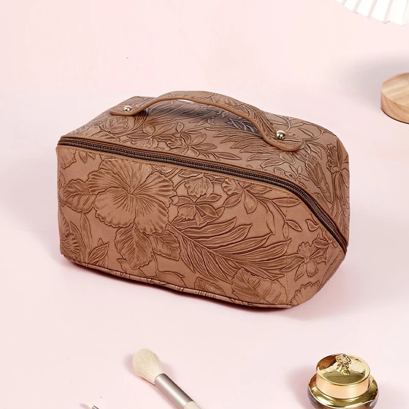 Multifunctional Pu Leather Cosmetic Bag With 3D Pressed For WomenS Outdoor Travel Makeup Bag Skincare Bag Gifts Makeup Bag250114