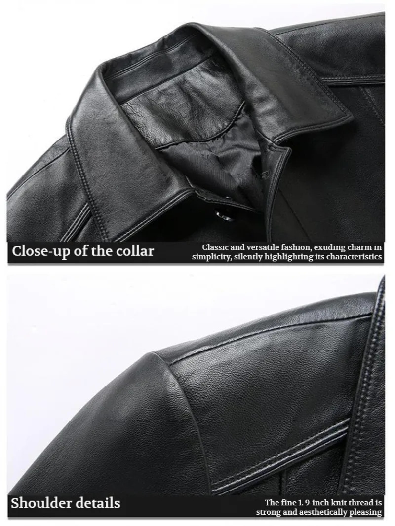 Mens winter leather jacket Midlength Winter Warmth Good warmth Highend mens pursuit Korean Style Lapel Motorcycle Jacket 250120
