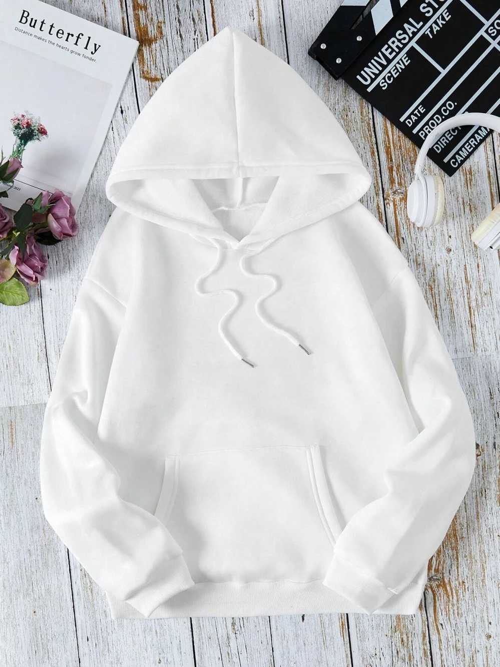 Butterfly and Flower Simple Style Mens Hoodie Fashion Crewneck Sweatshirt Casual Super Large Hoodie Autumn Wool Sweatshirt W250117