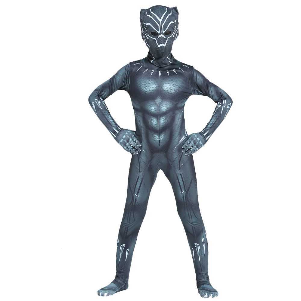 Boys Black Panther Tights Superhero Tights Movie Character Cosplay Justice Hero Mask Set Halloween Dress Up Kids Fantasy Costume W250117