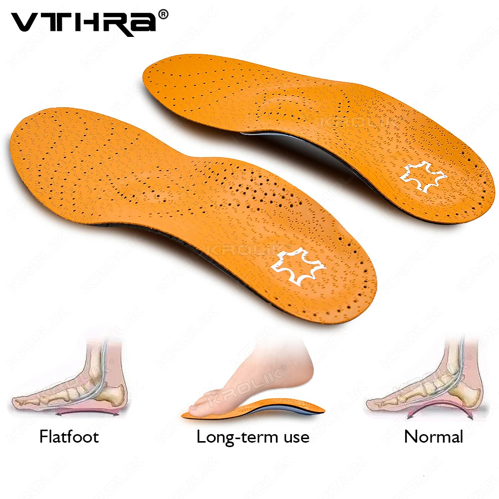 VTHRA Leather Ortic Flat Feet Arch Support Orthopedic Insole for Shoe Sole Insole for Feet Men Women O/X Leg Corrected Unisex 250120