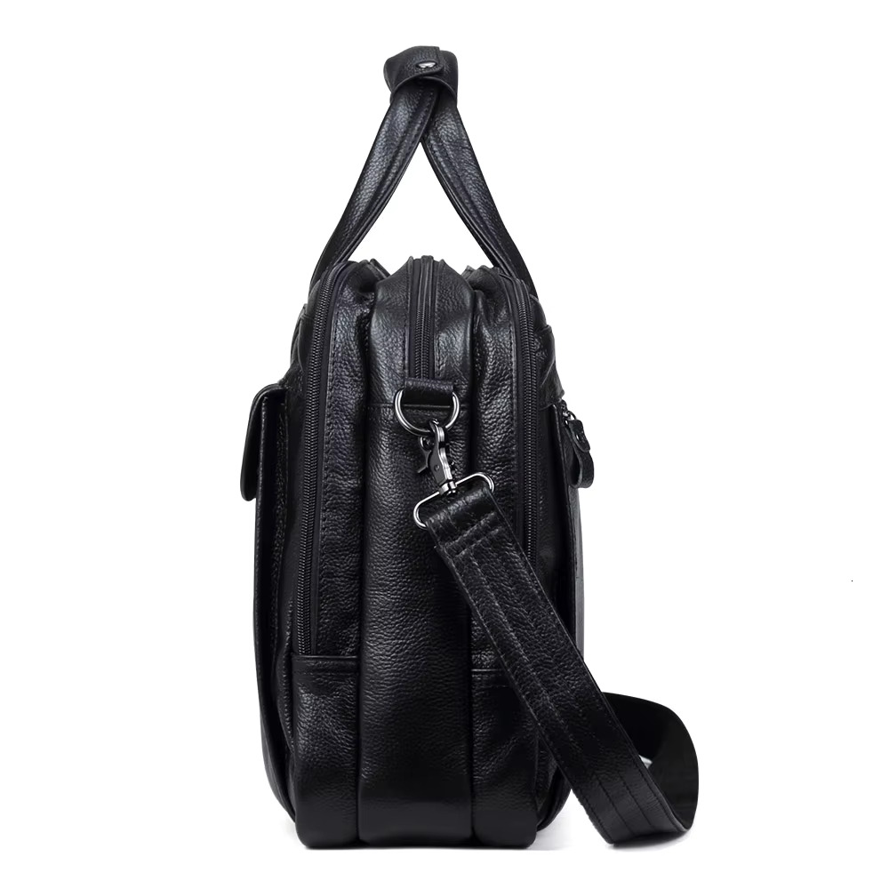 Fashion Genuine Leather Men A4 Office Handbag Business Casual Men's Travel Bag 15.6" Laptop Shoulder Bags Tote Briefcase