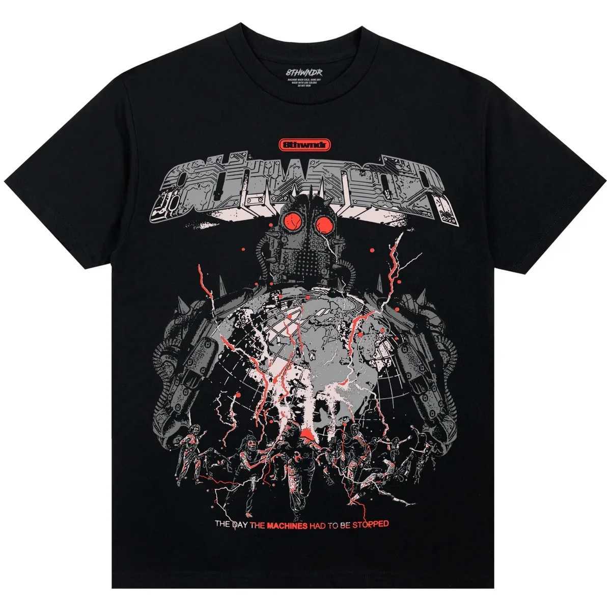 Streetwear cyberpunk TShirt Y2K mens Harajuku hip-hop graffiti pattern oversized T-shirt cotton casual short sleeved top W250117