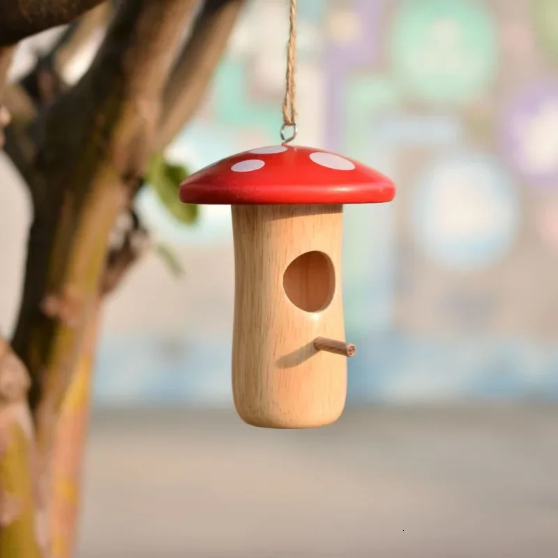 1Pc Outdoor Hummingbird House Natural Wooden Hanging Hummingbird Nest Wild Bird House Hummingbird Feeder Outdoor Garden Yard 250121