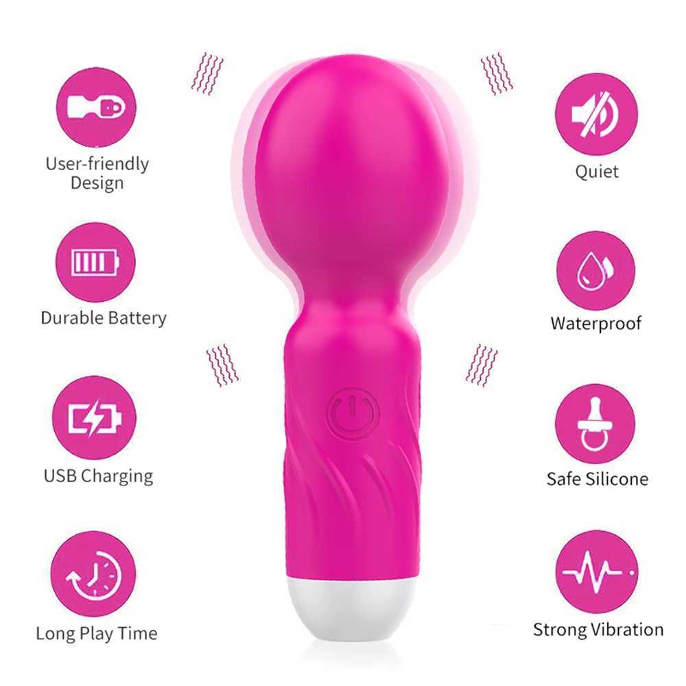 Mini AV Vibrator Magic Wand for Women Clitoris Stimulator USB Rechargeable Portable Silicone Massager Female Sex Toys W250117
