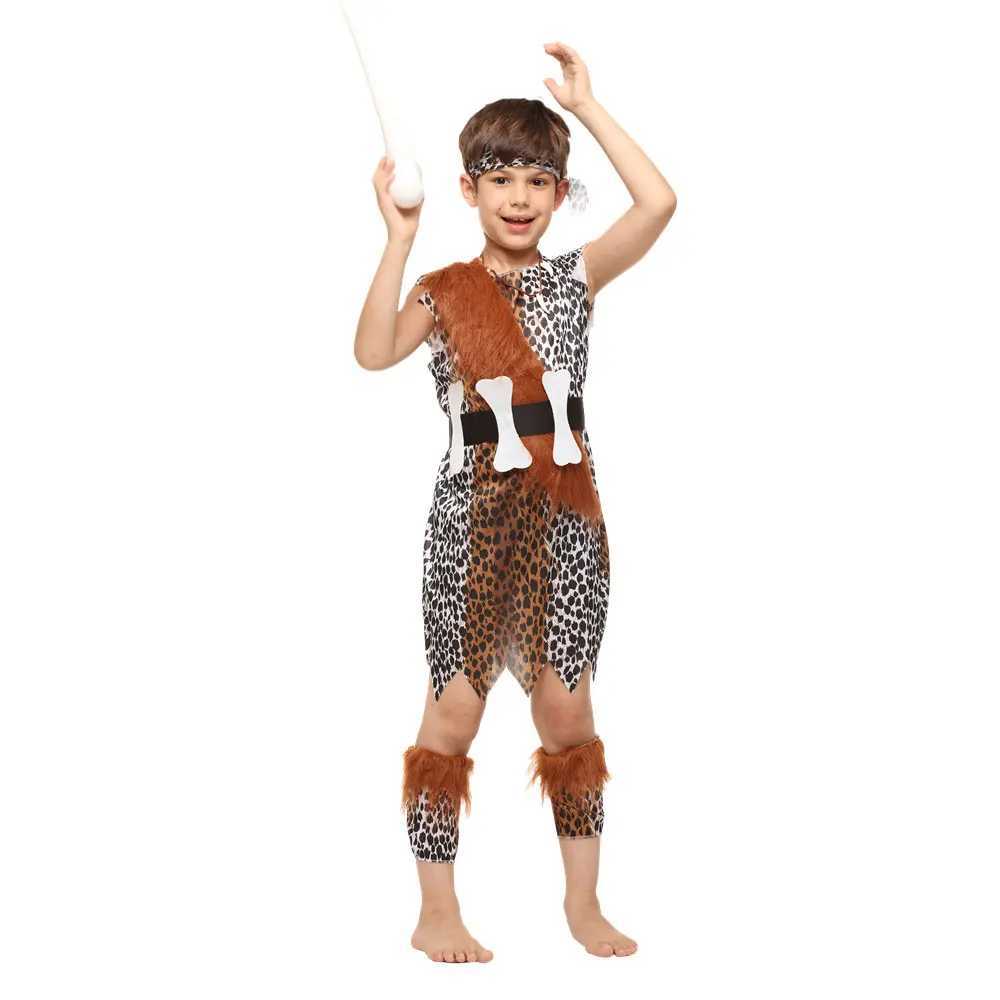 Kids Child Historical Stone Age Caveboy Cavegirl Costume Cave Boys Girls Primitive Cosplay Halloween Cosplay Costumes W250117