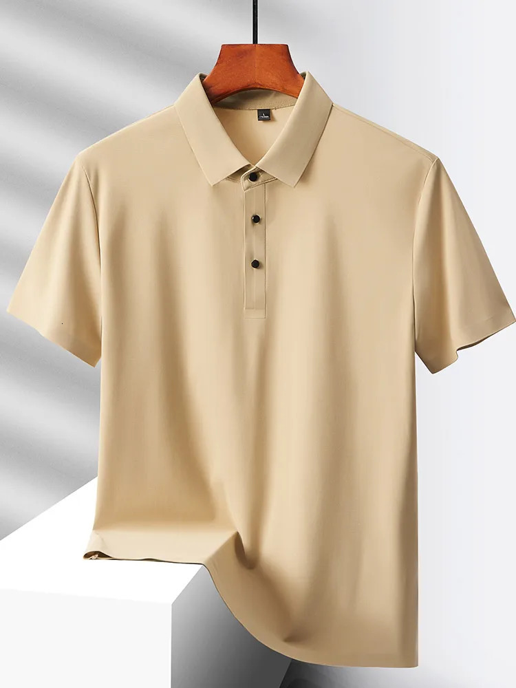 2024 Summer High-End Mesh Ice Silk Short-Sleeved T-Shirt Mens Shirt Collar Purple Khaki Green Solid Color Slip Polo 250120
