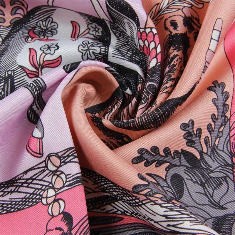 Luxury Brand Twill Silk Large Scarf Women Handmade curling horse rider animal female twill square shl FashionBelt SquareScarve W250118