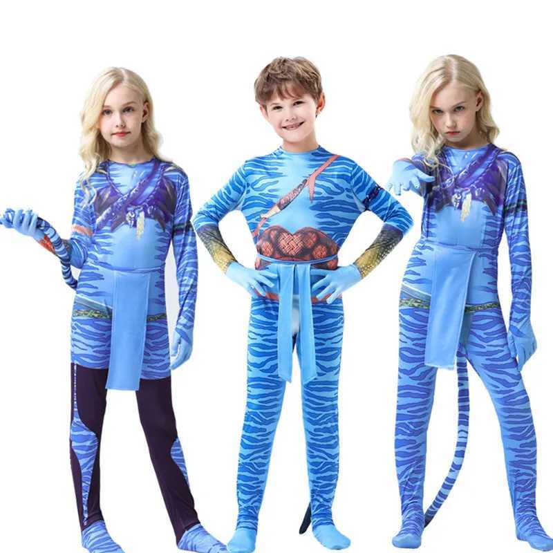 Avatar childrens costume role-playing children boys and girls Avatar Water Road aliens Christmas Halloween and makeup party W250117