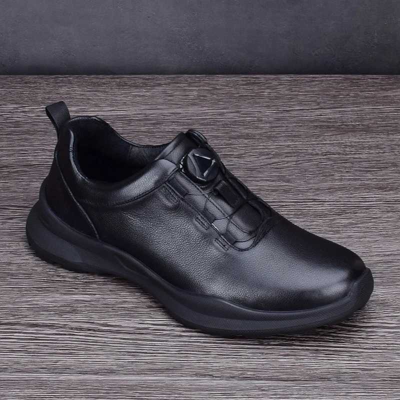 Genuine Leather Shoes Men Rotating Buckle Sneaker Lightweight Running Cowhide Loafers Athletic Jogging Walking Original SportsXJ250118