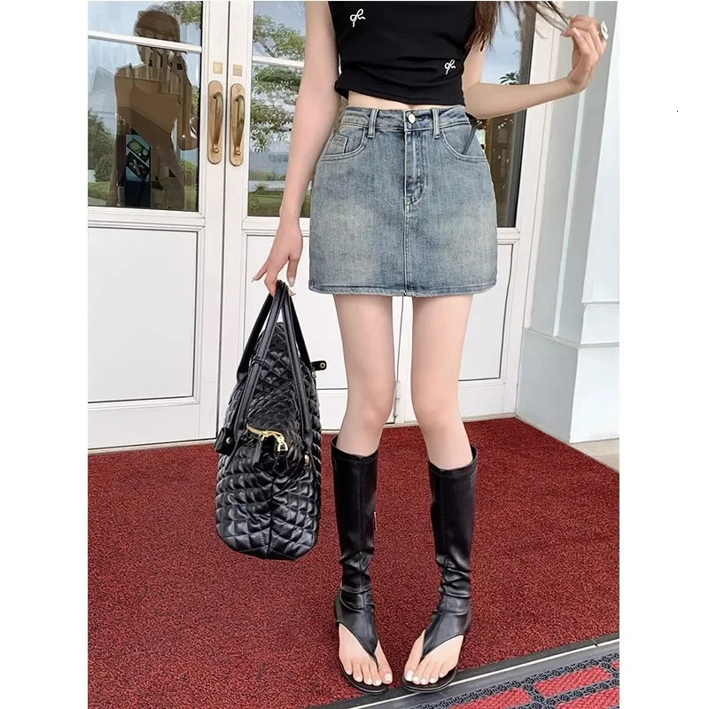 Plus Size American Style Vintage Denim Skirt For Women High Waisted Slimming Mini Dress Summer 2024 n Sensibility Niche y250122