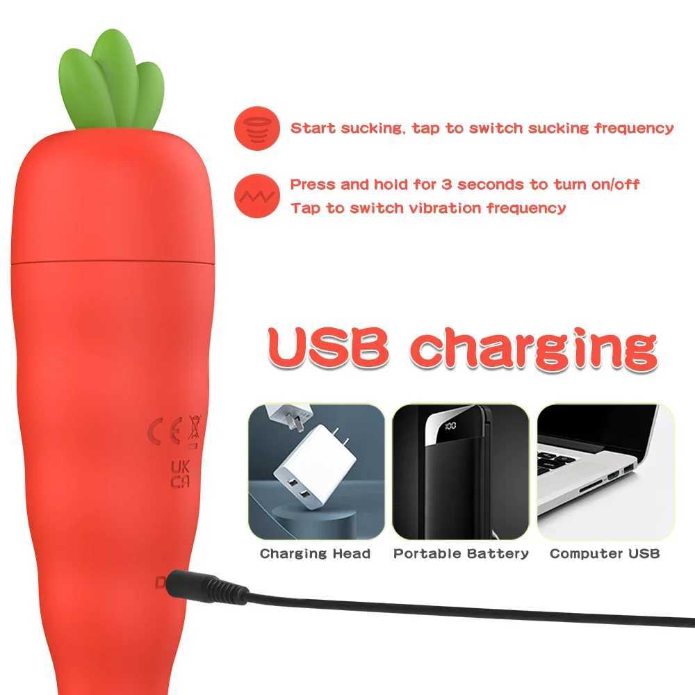 Carrot Vibrator Adult Products G Spot Vaginal Stimulator Female Masturbator Nipple Clitoral Sucking Massager Sex Toys For Couple W250117
