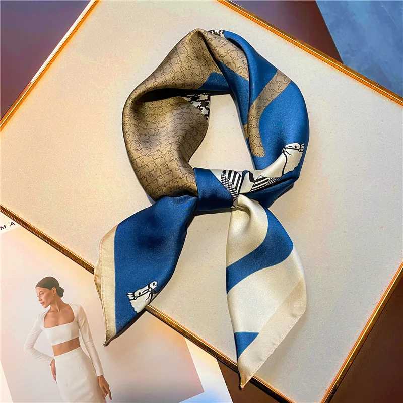 Luxury Brand Print Silk Square Scarf Women Soft Satin Horse Haiand Neckerchief Off Hijab Headband Foulard Bag Ribbons Gift W250118