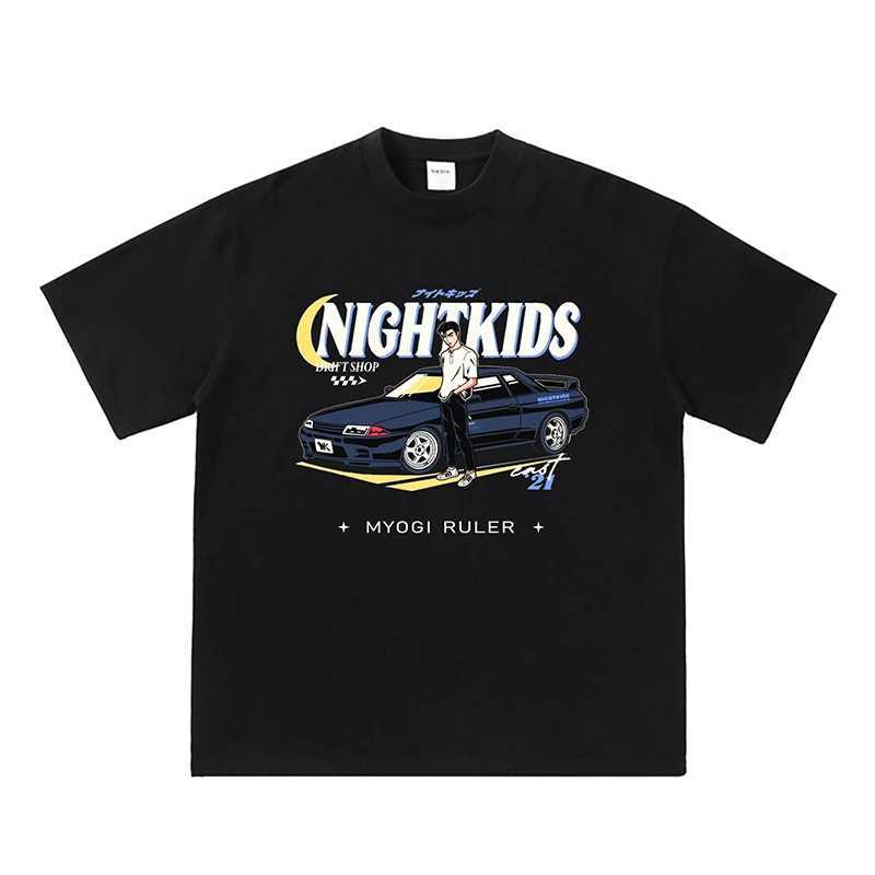 Mens INITIAL D Racing Printed Short Sleeve T-shirt 00%Cotton Round Neck Oversize Mens Loose Y2k Street Fashion Tshirts Tops W250117