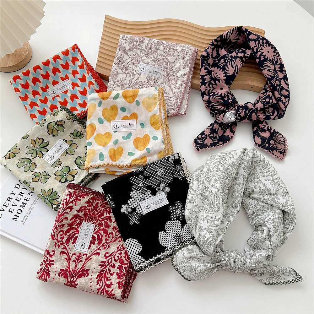 70cm Handkerchief Cotton Neck Scarves For Women Small Neckerchief Bag Scarfs Square Headband Cute Bandana Head Hair Scarf Female W250118