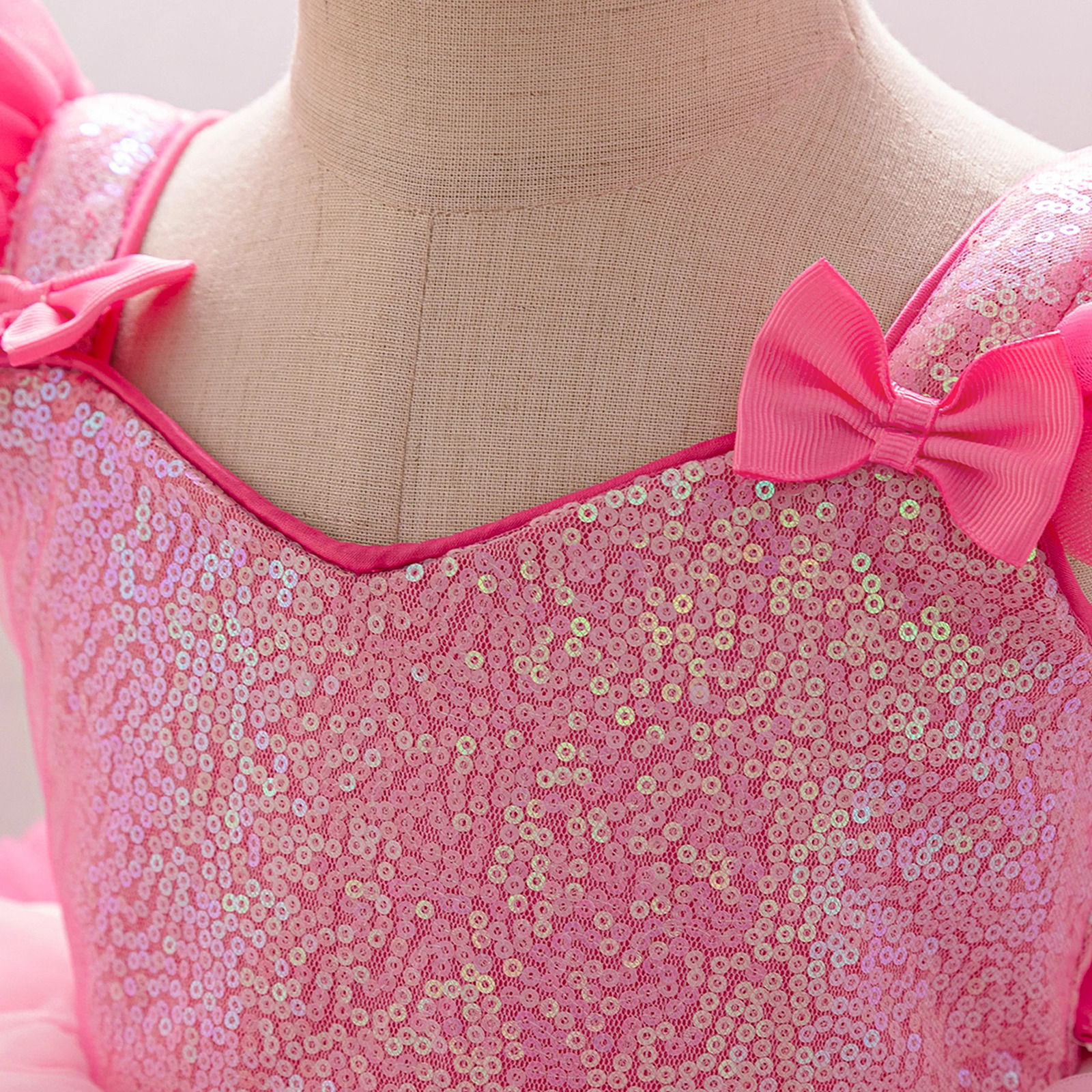 Sequin Bow Party Baby Girl Costume Toddler 1st Birthday Wedding Prom Princess Dress Kids Lace Wedding Mermaid Halloween Costumes 250120