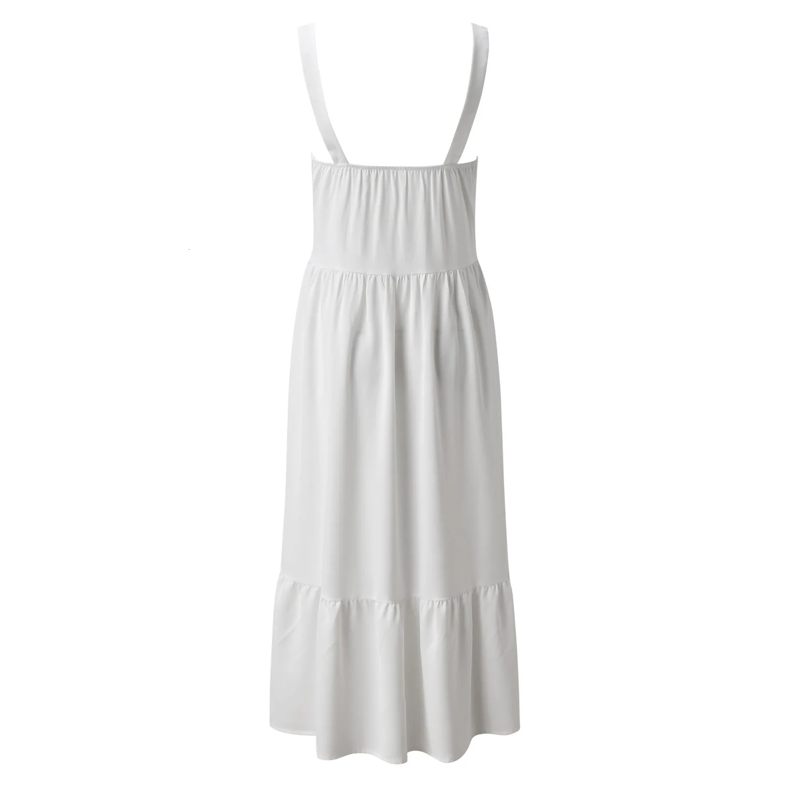 Boho Midi Dress Women Sexy Backless Dress Summer Spaghetti Strap Fashion White Lace Patchwork Casual Beach Sleeveless Dresses 250121