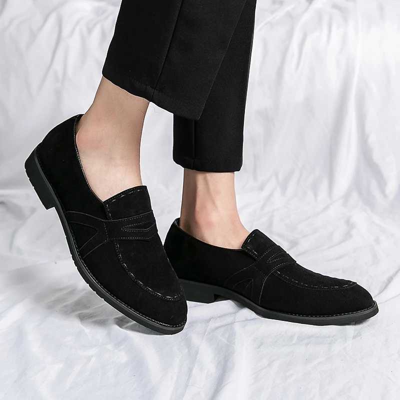 Mens Suede Leather Loafers Fi Soft Mens Shoes Comfortable Driving Shoes Brand Men Casual Footwear Thick BottomXJ250118