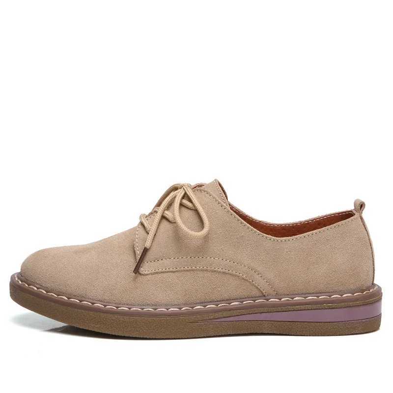 Cow Suede Leather Women Handmade Shoes Flats Oxford Ladies Sneakers Loafers Casual Shoes Moccasin Plus Size Autumn Boat ShoesXJ250118