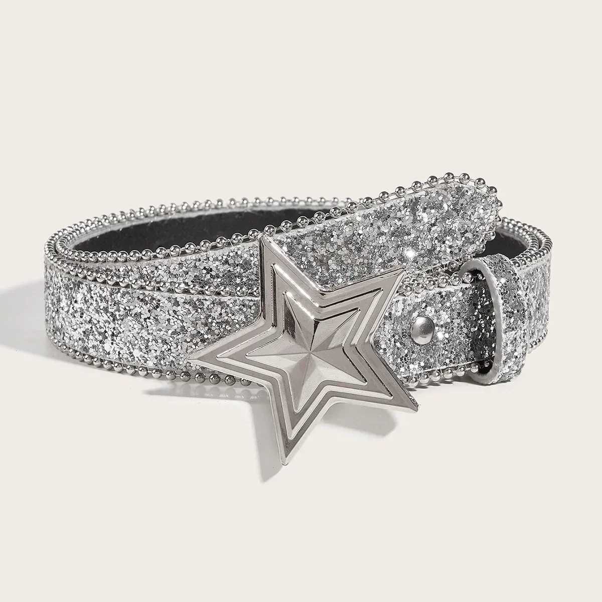 Womens Star Buckle Belt Y2k Rhinestone Moon Luxury Bling Sequin Punk Metal Buckle Belt Fashion Waistband Jeans Pants Party Belt W250120
