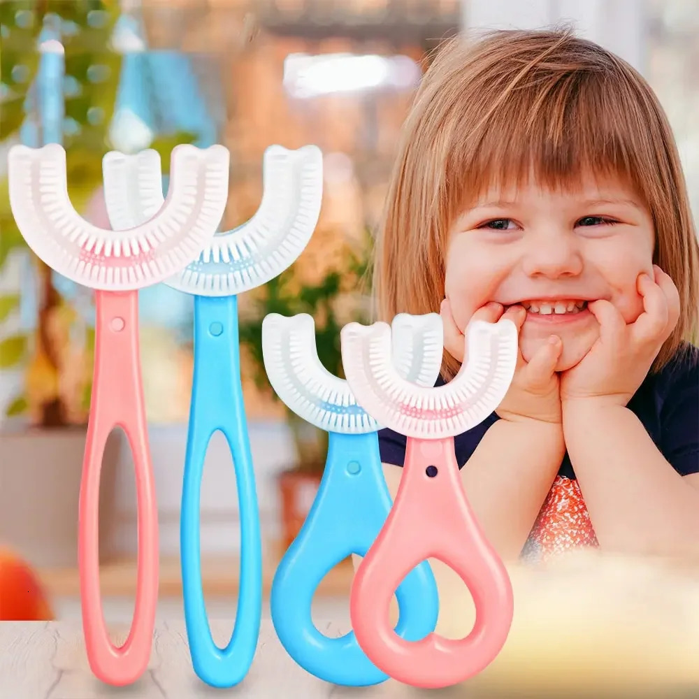Toothbrush Children 360 Degree Ushaped Child Teethers Brush Silicone Kids Teeth Oral Care Cleaning 250115