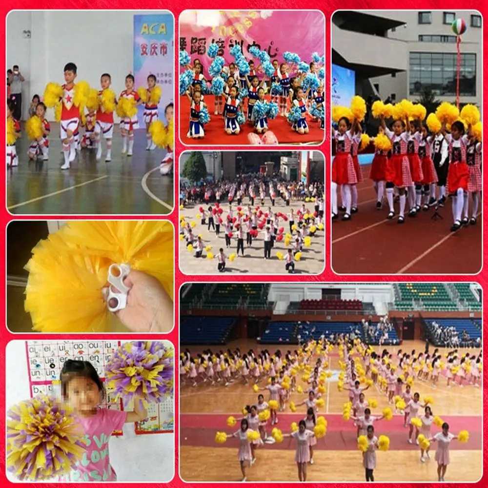 Double hole handle Competition Flower Club Sport Supplies Dance Party Decorator Cheerleader Pom Poms Cheerleading Cheering BallW250121