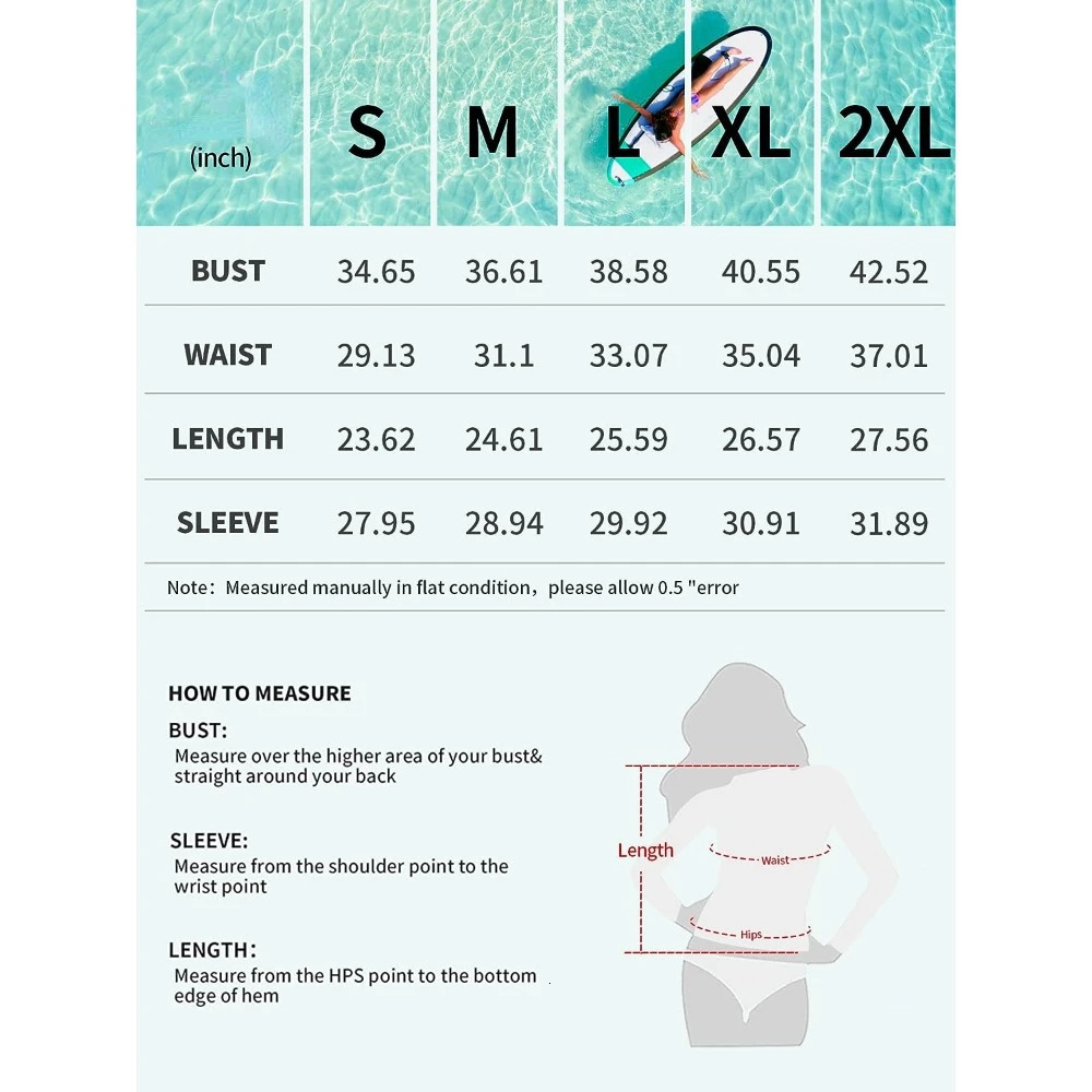 Anfilia Women Rashguard Long Sleeves Printed Crew Neck with Thumb Holes Surfing Shirt Skin-Friendly UPF 50 Swimsuit 250122