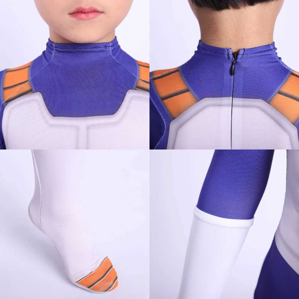 Anime Kids Adult Battle Suit Children Vegeta Boy Cosplay Costume Superhero Spandex with Blue Gold Black Hair Birthday Gift W250117