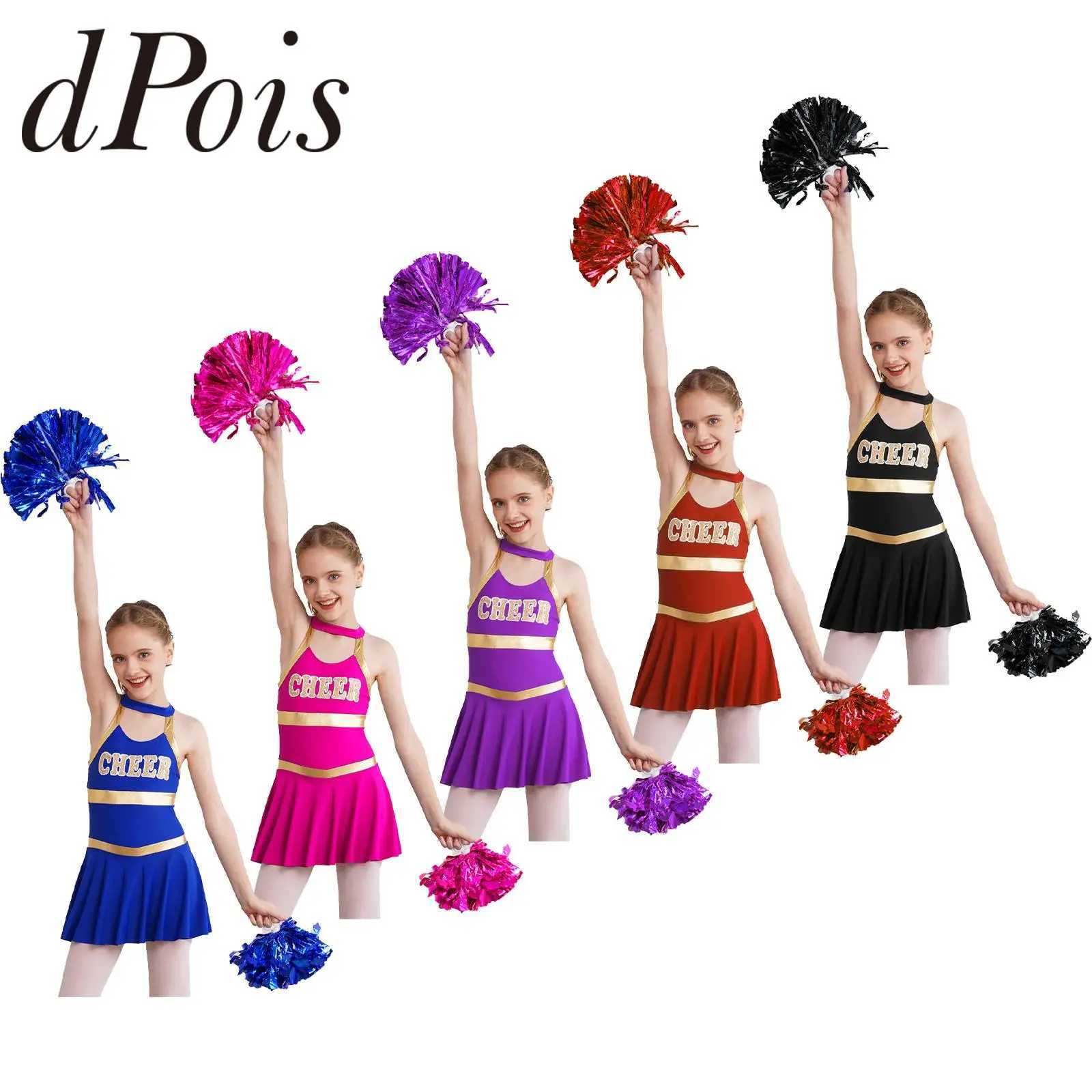 Kids Cheerleading Costume for Girls Cheerleader Uniforms Sets Sleeveless Letters Printed Cheer Dance Dress Cheerlead CostumesW250121