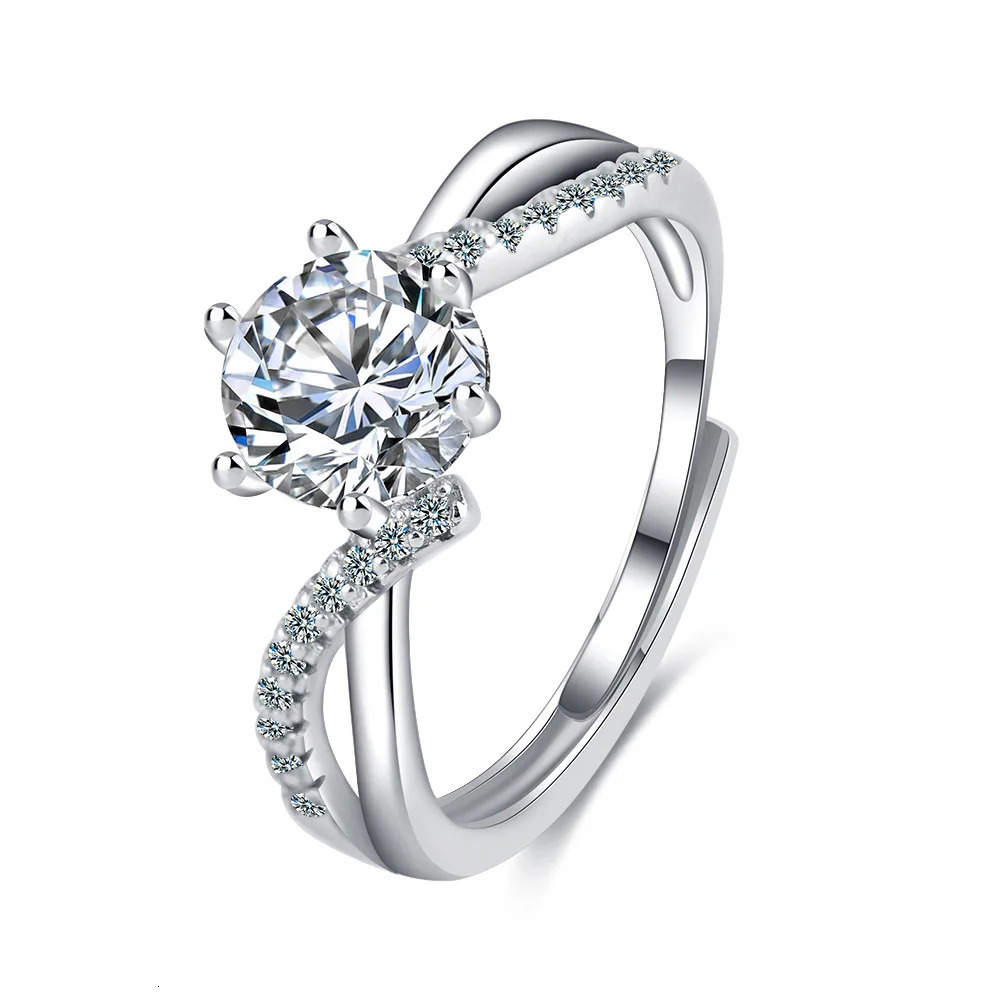 925 Sterling Silver Ring Sparkly Zircon Adjustable Simplicity Fashion Exquisite Women Jewelry Accessories Wedding Party Gift 250121