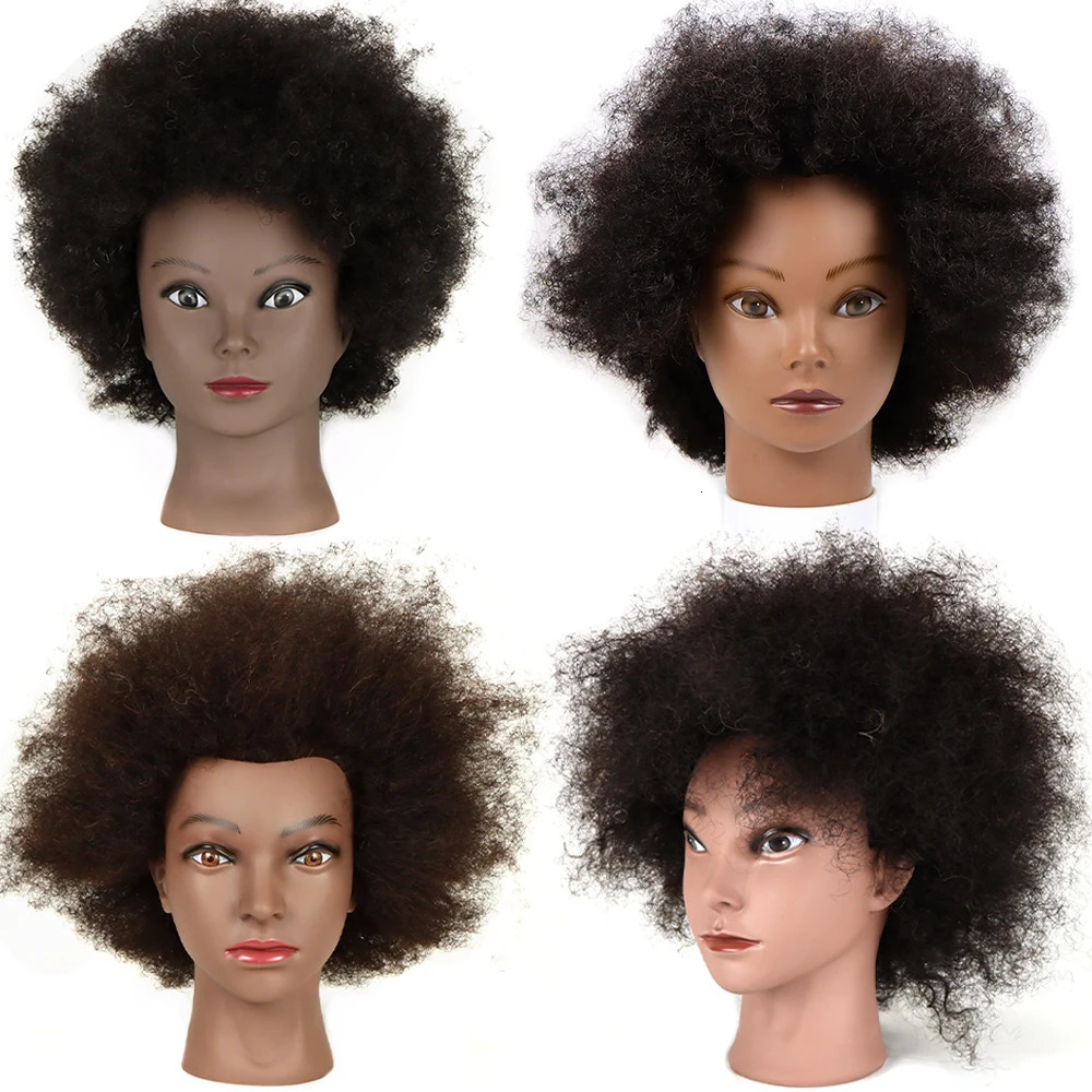 African American Mannequin Head With Human Hair 16inch Hairdresser Training Manikin Head For Practice Styling Braiding 250114