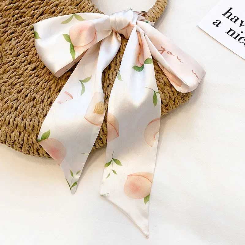 Long Skinny Hair Scarf For Women Fashion Fruit Print Kerchief Cute Headband Silk Satin Neck Scarfs 7*130cm Band Bag Scarves 2023 W250118