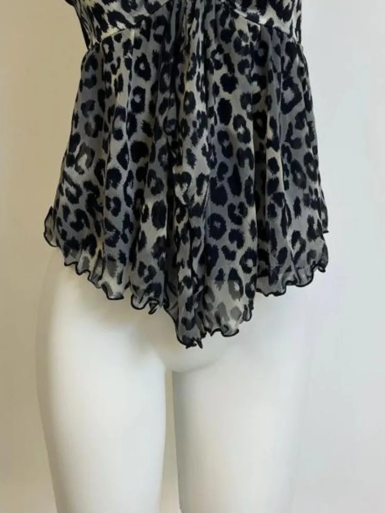 Women Clothing Summer Crop Tops Ropa Mujer Halter Backless TLoose Vest Sweet Korean Camis Korean Leopard Print Sexy Tanks 250116