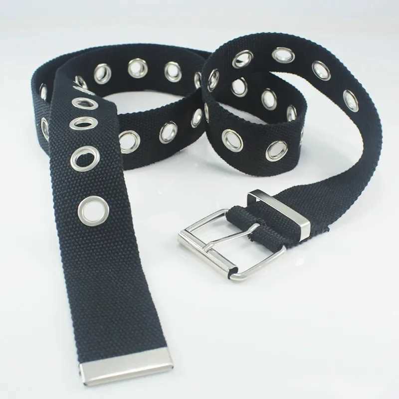 On Personality Harajuku Casual Ring Black Metal Belt Students Jean Canvas Waist Belts Tide Silver Pin Buckle W250120