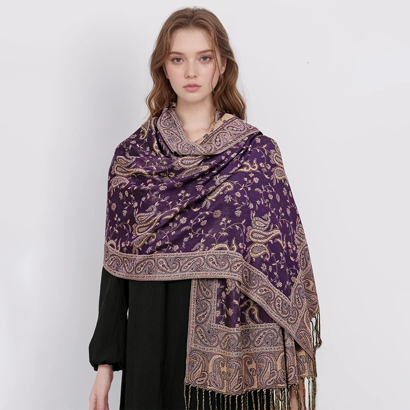 Tassel Blanket Paisley Jacquard Pashmina Fashion Shawl Wrap Cashmere Scarf Women Neckerchief Poncho Hijab Stoles 2025 250120