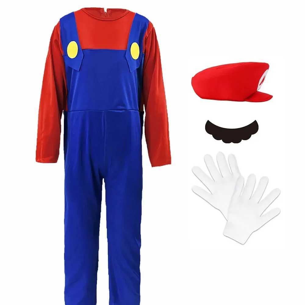 Plumber Bros cosplay costumes fun Halloween carnival costumes mens and womens fancy jumpsuits hats mustard gloves W250117